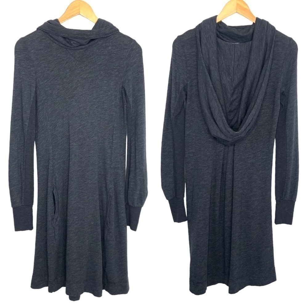 Standard James Perse Womens Hooded Sweater Dress Sz 2/Medium Gray Long Sleeve